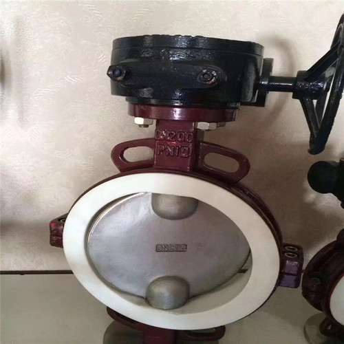 D371F4-10 全襯襯四氟渦輪蝶閥 渦輪對夾蝶閥 鑄鐵襯氟碟閥