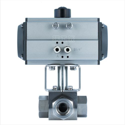 氣動不銹鋼三通絲扣螺紋高壓球閥Q614FQ615F-320PDN15 20